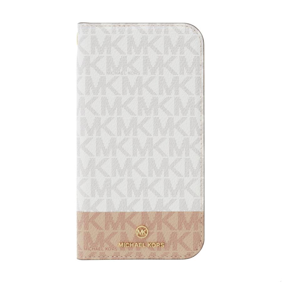 マイケルコース MICHAEL KORS - Folio Case 2-Tone Signature with Tassel Charm for iPhone 13 [ Bright White/Ballet ] |  | 01