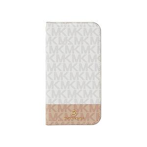 マイケルコース MICHAEL KORS - Folio Case 2-Tone Signature with Tassel Charm for iPhone 13 mini [ Bright White/Ballet ] | 