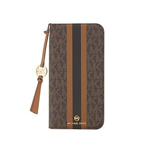 マイケルコース MICHAEL KORS - Folio Case Stripe With Tassel Charm for MagSafe for iPhone2022 6.7inch 3眼 [ Brown ] MICHAEL KORS マイケル　コース | 