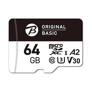 ORIGINAL BASIC microSDXCカード ORIGINALBASIC [UHS-I/U3/V30/A2]   OBB-MSD1-064-BK ［Class10 /64GB］ 【sof001】 [振込不可][代引不可] | 