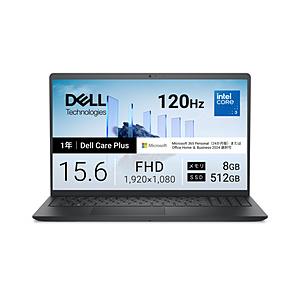 ノートパソコン Dell 15(DC15250) カーボンブラック ND25-GNM3BC ［15.6型 /Windows11 Home /intel Core 3 /メモリ：8GB /SSD：512GB /M365 (24か月) or Offi… | DELL