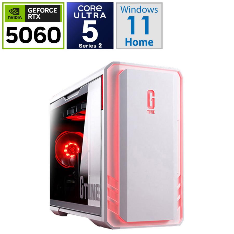 DGI5G60BC21U2NH3W ゲーミングデスクトップパソコン G TUNE(RTX 5060) ホワイト ［Windows11 Home /intel Core Ultra 5 /メモリ：32GB /SSD：1TB /Officeソフ… | マウスコンピューター | 01