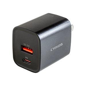 京ハヤ 30W USB-C＆A 急速充電器  ブラック JKPD30M2BK ［2ポート］ | 