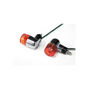 バイクパーツセンター 3138 汎用メッキミニウインカー丸型 オレンジレンズ 2個セット | 