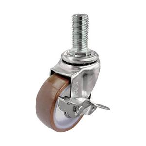 ユーエイキャスター ねじ込み式キャスター　ステンレス製自在S付　100径　ウレタン車輪　SUSET100URSW3440 | 