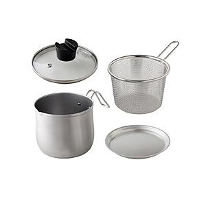 中山福 ステンレス マルチポット 2.1L ストレーナー ガラス蓋 プレート付 IH・ガス火対応   G031 | 