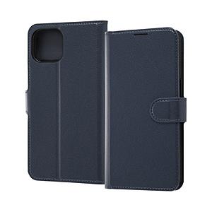 レイアウト iPhone 13 対応 6.1inch 2眼 耐衝撃 手帳型ケース シンプル マグネット ダークネイビー 【852】 | ray-out