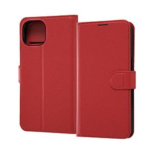 レイアウト iPhone 13 対応 6.1inch 2眼 耐衝撃 手帳型ケース シンプル マグネット レッド 【864】 | ray-out