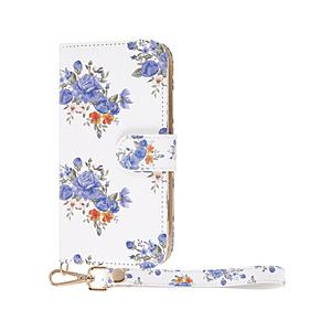 レイアウト らくスマ F-52B 手帳 ハンドストラップ ルーペ付 花柄  ブルー RT-KFB52ALC/FA | ray-out