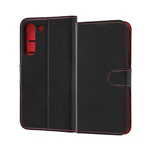 レイアウト Galaxy S22 耐衝撃 手帳 シンプル マグネット  ブラックレッド RT-GS22ELC1/BR | ray-out