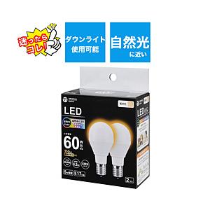 ORIGINAL BASIC LED電球  電球色 LDA6L-G-E17/SK60XOS-2P ［E17 /一般電球形 /60W相当 /電球色 /2個 /広配光タイプ］ | 
