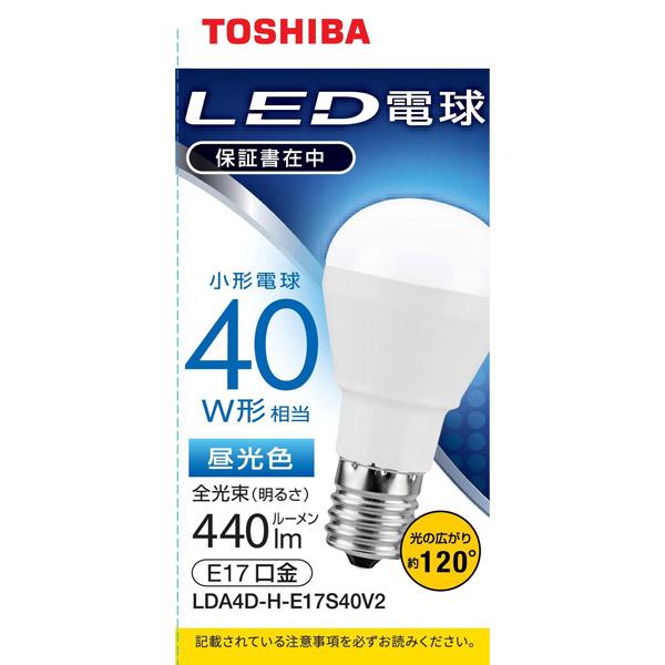 TOSHIBA(東芝) LED電球　口金E17　ミニクリプトン形　調光非対応　全光束440lm　昼光色　配光角ビーム角120度　40W相当 LDA4D-H-E17S40V2 | TOSHIBA | 01