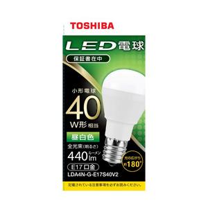 TOSHIBA(東芝) LED電球　口金E17　ミニクリプトン形　調光非対応　全光束440lm　昼白色　配光角ビーム角180度　40W相当 LDA4N-G-E17S40V2 | TOSHIBA