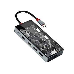 ［USB-C オス→メス カードスロットｘ2 / HDMIｘ2 / LAN / USB-Aｘ4 / USB-C] USB PD対応 100W ドッキングステーション SEE-THROUGH 5 シースルー SD-CMULTI0… | 
