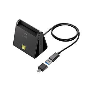AREA 接触型ICカードリーダー USB-C＋USB-A接続 スタンド型マルチ (Mac/Windows11対応) ブラック SD-MYC02-B ［マイナンバーカード対応］ | 