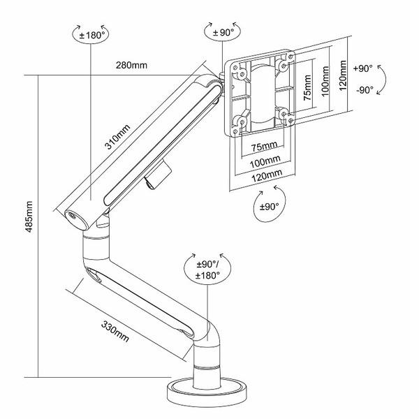ARCHISS モニターアーム [1画面 /〜32インチ] メカニカルスプリング式 Monitor Arm Basic ホワイト AS-MABM02-WH |  | 12