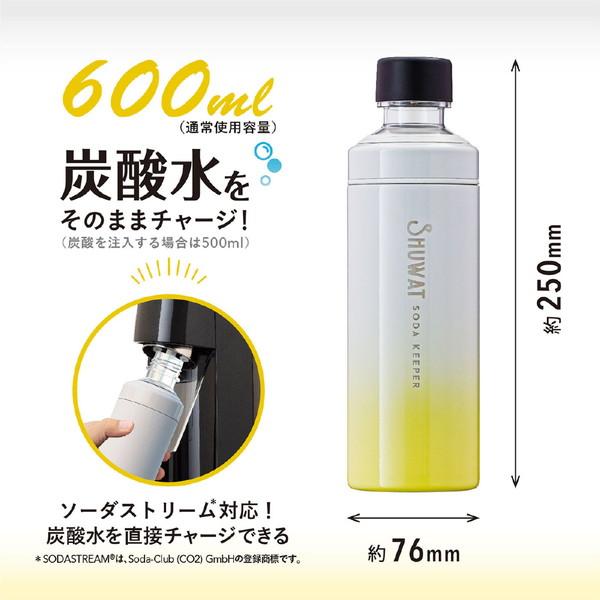 ATLUS(アトラス) ソーダキーパー 炭酸飲料対応ステンレスボトル（600ml） SHUWAT グレー×イエロー ASOK-700GY |  | 02