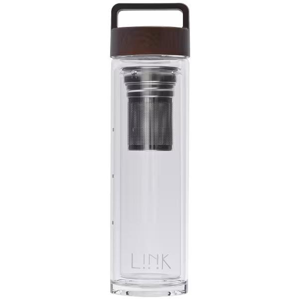 Link 2 Japan Tii Bottle 茶こし付き二重ガラス構造ボトル ブラウン[炭酸対応] 00420KIT-001BR1  ブラウン 00420KIT-001BR1 ［炭酸対応］ | 