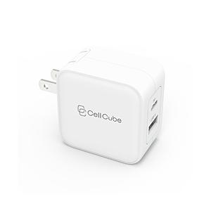 Cell Cube （セルキューブ）折り畳み式プラグAC充電器　PD20W Share　USB-C＋USB‐A Cell Cube （セルキューブ） ホワイト CC-AC04 ［2ポート /USB Power Del… | 