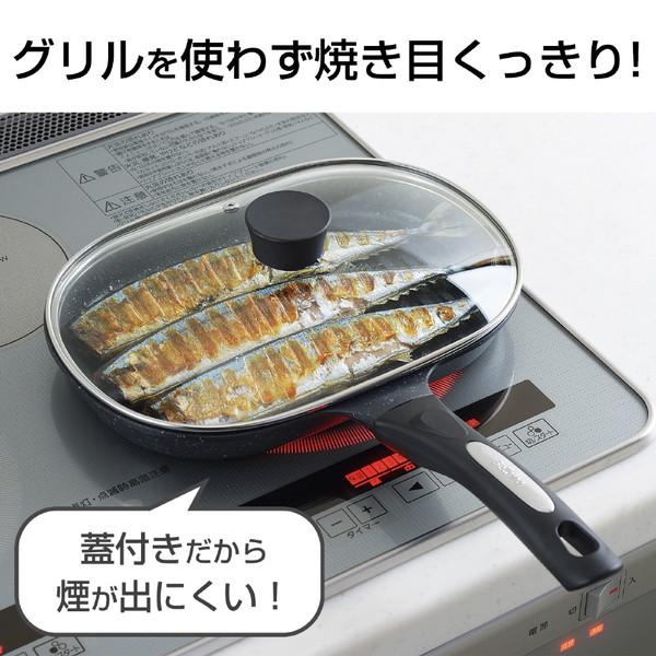 TOTSUBOSHI グリルパン ガラス蓋付き NEWベルフィーナ T-022 [幅約27.5cm×奥行約19cm]    ［IH対応］ |  | 01