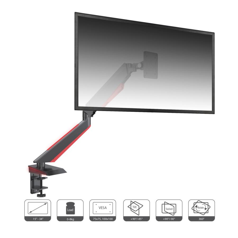 JAPANNEXT モニターアーム [1画面 /15〜34インチ] 3軸 クランプ式 ガススプリング式   JN-ARM-GE22V 【864】 |  | 03