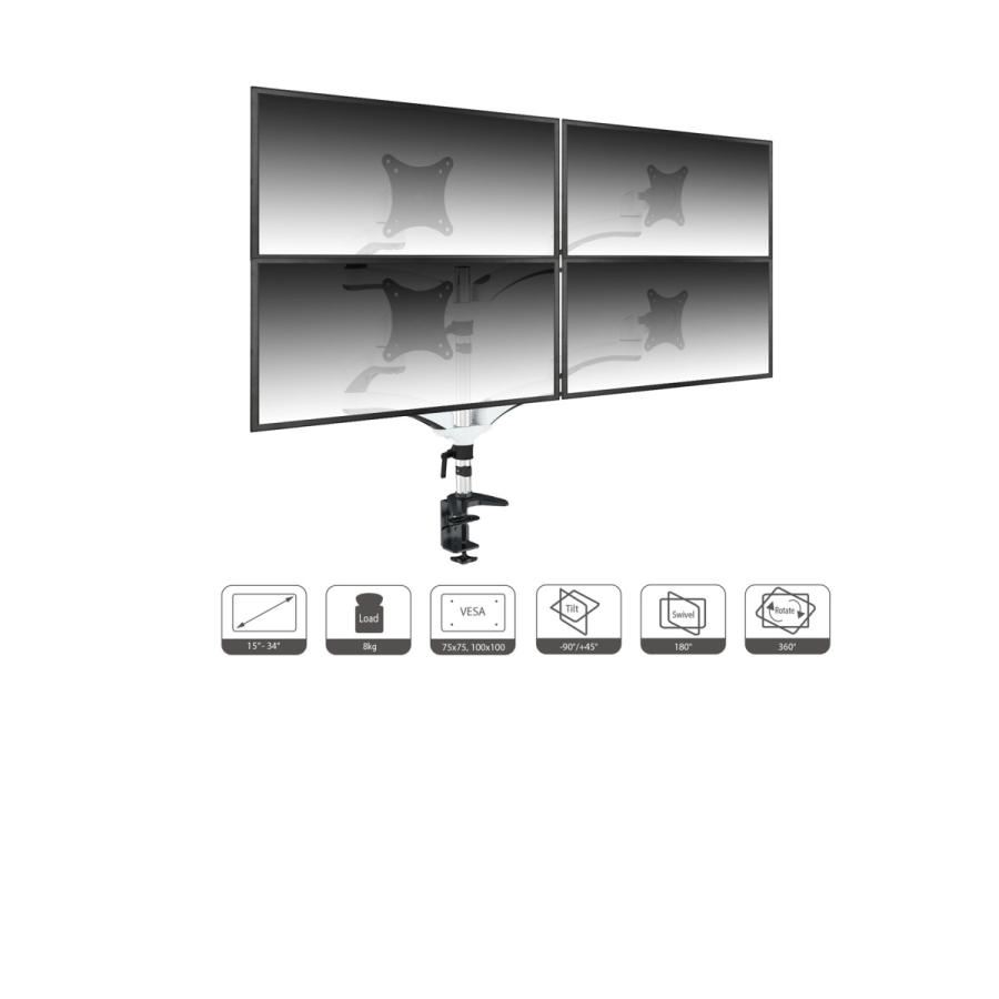 JAPANNEXT モニターアーム [4画面 /15〜34インチ] 5軸 クランプ対応   JN-ARM-FE148DV 【sof001】 [振込不可][代引不可] |  | 03