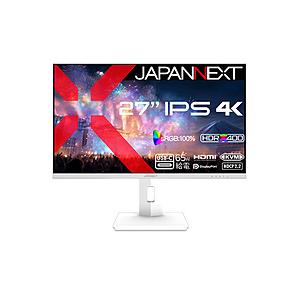 JAPANNEXT USB-C接続 PCモニター  ホワイト JN-IPS27U2-HSPC6-W ［27型 /4K(3840×2160） /ワイド /60Hz］ | 