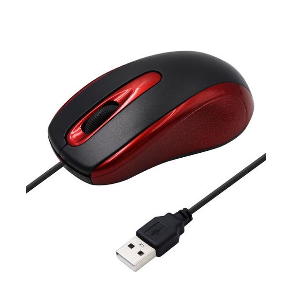 アオテック マウス  レッド/ブラック AOK-MS38-RBK ［光学式 /有線 /3ボタン /USB］ | 