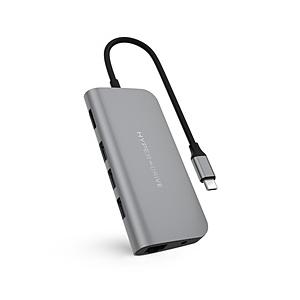 ［USB-C オス→メス カードスロットｘ2 / HDMI / LAN / φ3.5mm / USB-Aｘ3 / USB-C］USB PD対応 60W ドッキングステーション  スペースグレイ HP-HD30FGRAY … | 