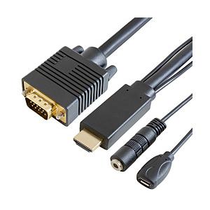 GOPPA 映像変換ケーブル micro USBメス給電 /φ3.5mm ブラック GP-HDV15K-10 ［HDMI⇔VGA /1m］ | 