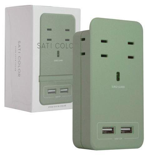 ファーゴ 電源タップ SATI COLOR  ライトグリーン CT221LG ［2ポート］ 【852】 |  | 01