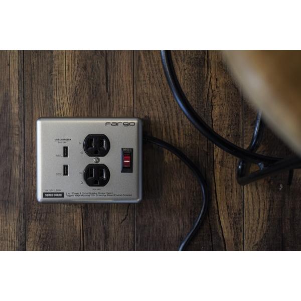 ファーゴ スチールタップUSB　STEEL TAP USB SILVER ファーゴ シルバー PT410SV ［1.8m /2個口 /スイッチ付き（一括） /2ポート］ |  | 01