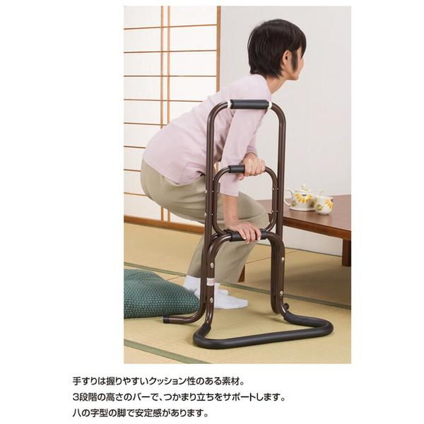 ファミリー・ライフ H.W アルミ製らくらく立ち上がり手すり 1個  ブラウン 03108 |  | 01