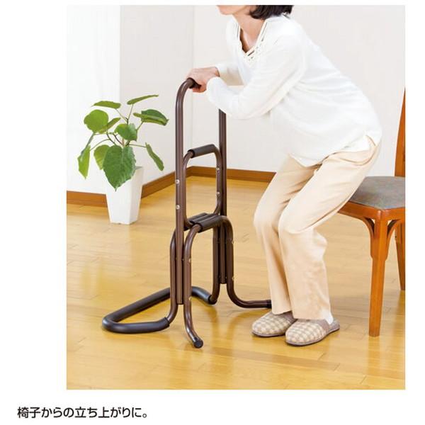 ファミリー・ライフ H.W アルミ製らくらく立ち上がり手すり 1個  ブラウン 03108 |  | 02