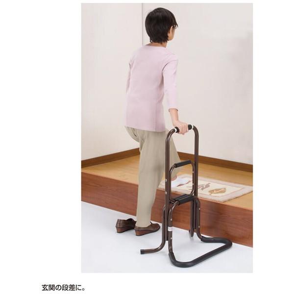 ファミリー・ライフ H.W アルミ製らくらく立ち上がり手すり 2個組  ブラウン 03109 |  | 04