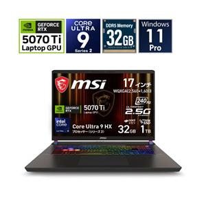 ゲーミングノートパソコン Vector 17 HX AI A2XW(RTX 5070Ti) コスモスグレイ Vector-17-HX-AI-A2XWHG-6369JP [17.0型 /Windows11 Pro /intel Core Ultra 9 /… | MSI