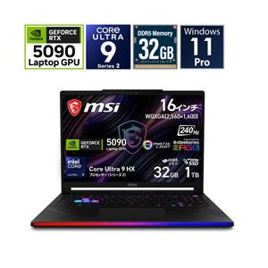 ゲーミングノートパソコン Raider 16 Max HX B2W(RTX 5090) コアブラック Raider-16-Max-HX-B2WJ-2650JP [16.0型 /Windows11 Pro /intel Core Ultra 9 /メモ… | MSI
