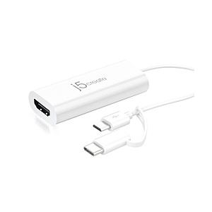 J5 映像変換アダプタ [USB-C＋micro USB オス→メス HDMI]  ホワイト JUA165C 【864】 | 