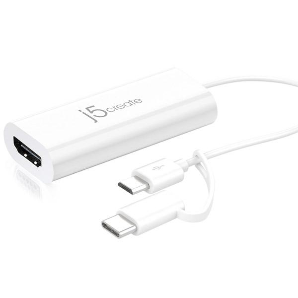 J5 映像変換アダプタ [USB-C＋micro USB オス→メス HDMI]  ホワイト JUA165C 【864】 |  | 01