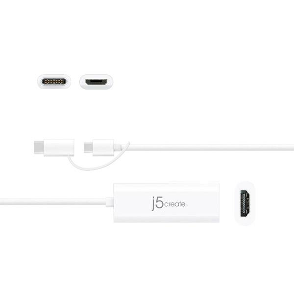 J5 映像変換アダプタ [USB-C＋micro USB オス→メス HDMI]  ホワイト JUA165C 【864】 |  | 02