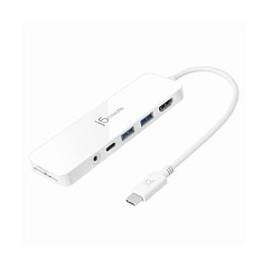 ［USB-C オス→メス カードスロットｘ2 / HDMI / φ3.5mm / USB-Aｘ2 / USB-C］ USB PD対応 60W ドッキングステーション  ホワイト JCD373 ［USB Power Deliv… | 