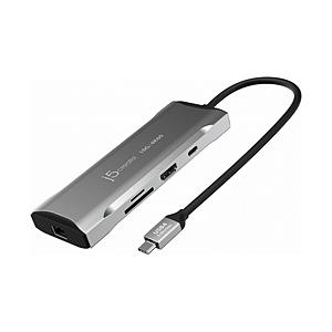 ［USB-C オス→メス カードスロットｘ2 / HDMI / LAN / USB-Aｘ2 / USB-Cｘ2］USB PD対応 100W ドッキングステーション  スペースグレー JCD393 ［USB Power … | 