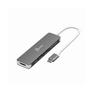 ［USB-C オス→メス カードスロットｘ2 / HDMI / USB-Aｘ2 / USB-C］USB PD対応 100W ドッキングステーション  スペースグレー JCD353 ［USB Power Delivery… | 