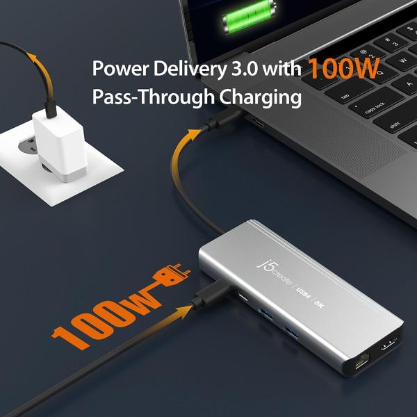 J5 ［USB4-C オス→メス HDMI / LAN / USB-Aｘ2 / USB-Cｘ2］USB PD対応 100W ドッキングステーション  スペースグレー JCD403 ［USB Power Delivery対応］ |  | 06