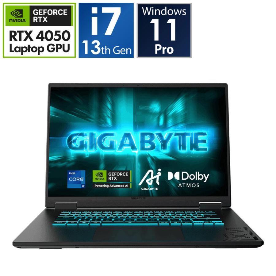 GAMING A16 CMHI2JP894SP ゲーミングノートパソコン GAMING A16(RTX 4050) ブラックスチール ［16.0型 /Windows11 Pro /intel Core i7 /メモリ：16GB /SSD：1… | GIGA-BYTE | 01