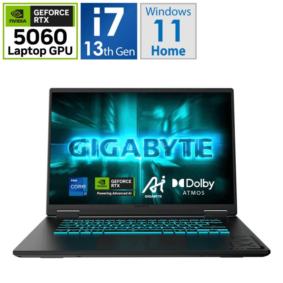 GAMING A16 CVHI3JP864SH ゲーミングノートパソコン GAMING A16 GA6H(RTX 5060) ブラックスチール ［16.0型 /Windows11 Home /intel Core i7 /メモリ：32GB /… | GIGA-BYTE | 01