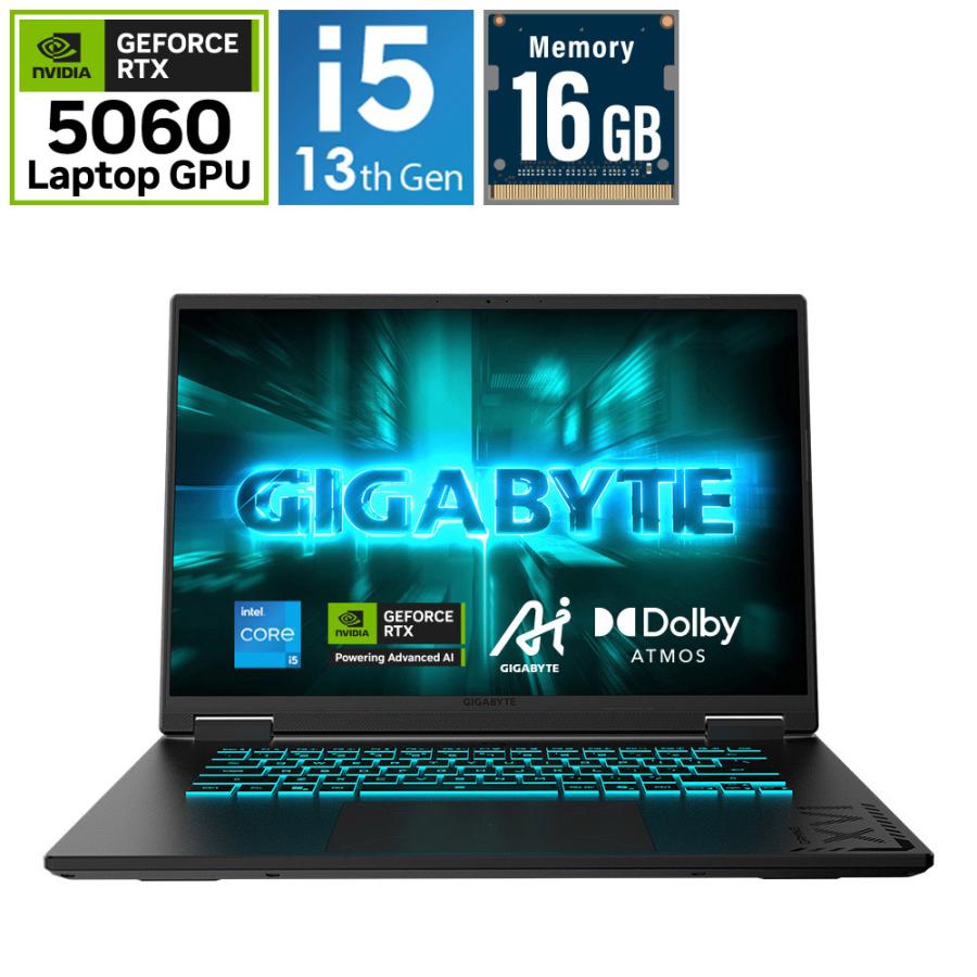 GAMING A16 CVHH3JP894SH ゲーミングノートパソコン (RTX 5060) ブラックスチール ［16.0型 /Windows11 Home /intel Core i5 /メモリ：16GB /SSD：1TB /日本… | GIGA-BYTE | 01