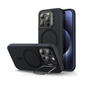 ESR iPhone 15 Pro（6.1インチ）スタンド付きシリコンケース ESR Black CloudSoftCasewithStashStandforiPhone15Pro | 