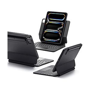11インチiPad Pro（M5/M4）用 縦横モード対応 着脱可能 保護ケース付きキーボードケース ESR Rebound Magnetic Keyboard Case 360 iPad Pro 11 M4 チャコール… | 