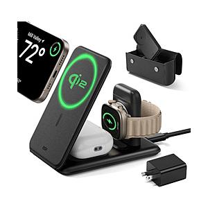 ESR Qi2、MagSafe対応ワイヤレストラベル充電器 ESR Black Qi23-in-1TravelWirelessChargingSet ［USB Power Delivery対応 /3ポート /15W］ | 